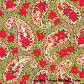 Christmas Poinsettia Large Paisley Green